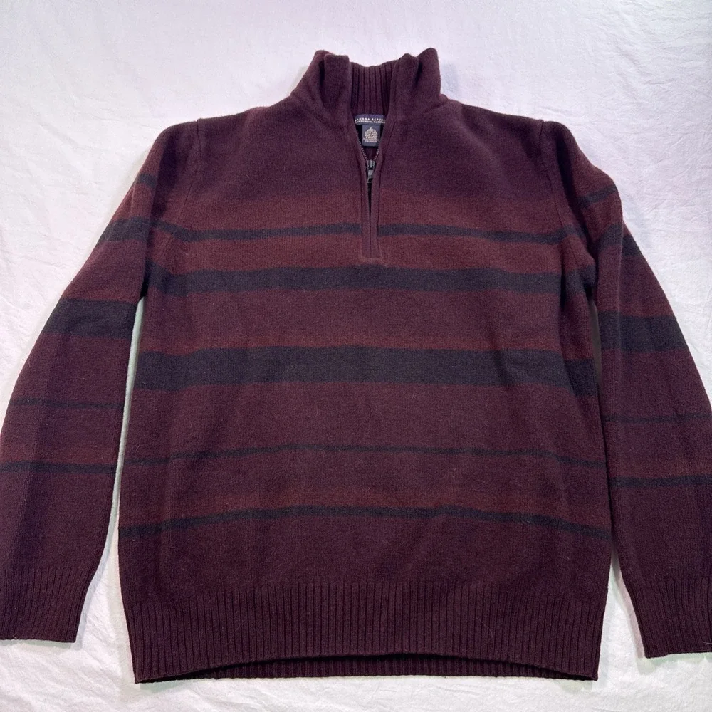 VTG Banana Republic 1/4 Zip Lambswool Cashmere Sweater Men XL Measures L To M